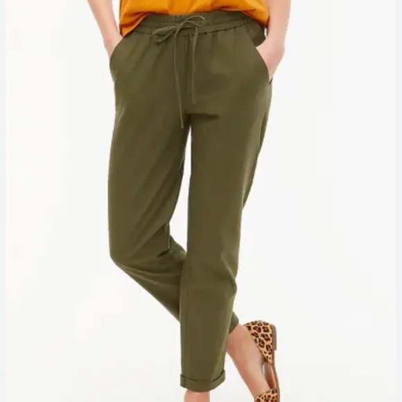 J. Crew Factory Pants - J.Crew Factory Linen Cotton Blend Drawstring Waist Straight Cuffed Pants Size 2